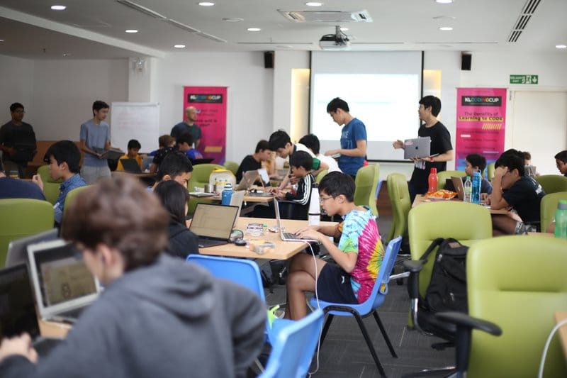 Students coding at Garden International School